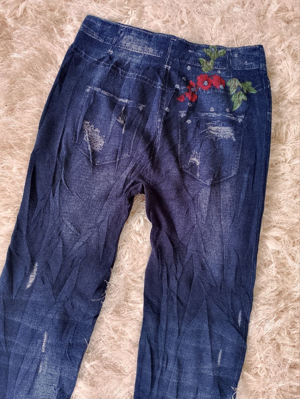 If Six Was Nine FLORAL Distressed Sketch Denim Legging Size 26" / US 2 / IT 38 - 5 Thumbnail