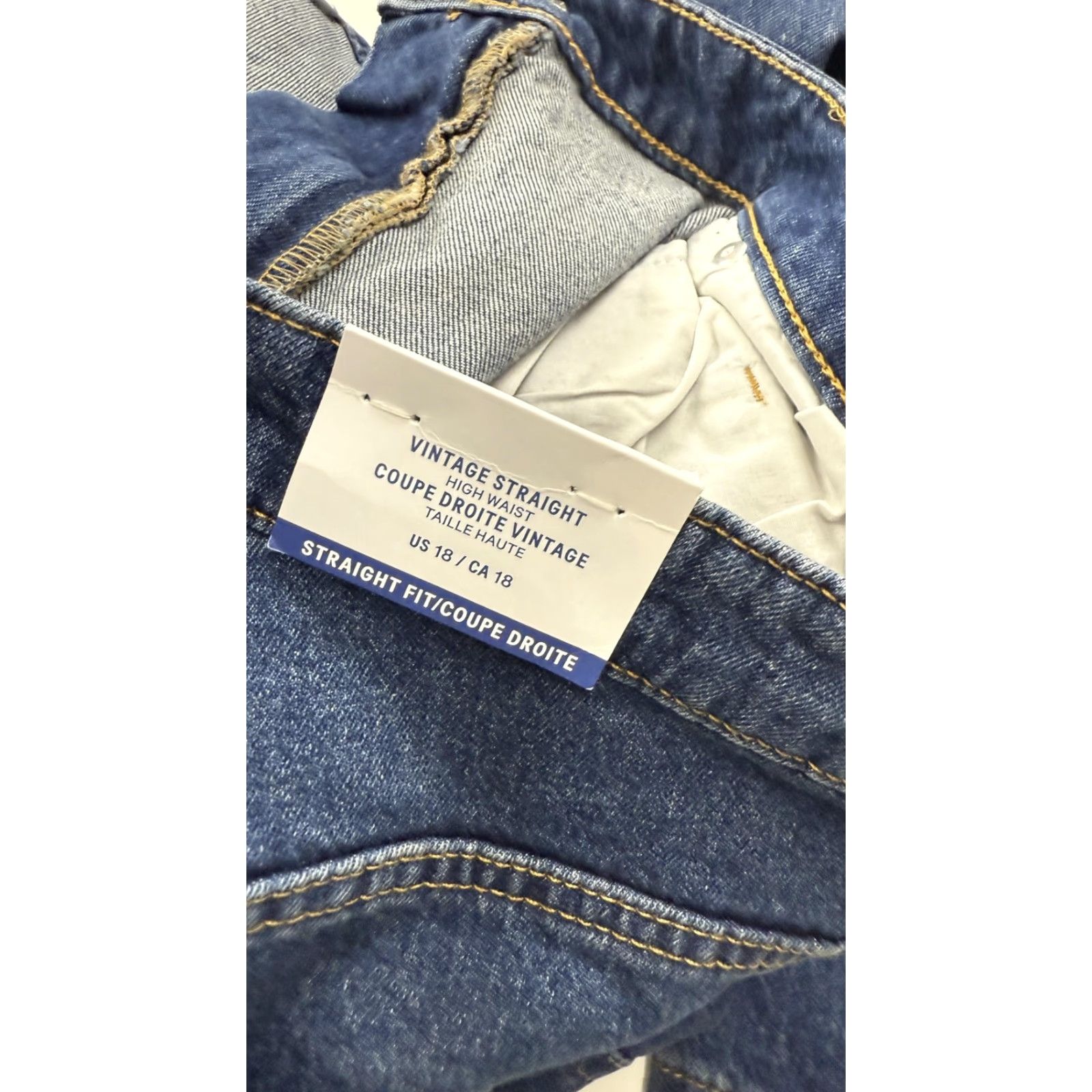 H&M VINTAGE H&M Jeans Womens 18 Blue Straight High Waist Denim Stretch 99% Cotton Size 40" / US 18 - 5 Thumbnail
