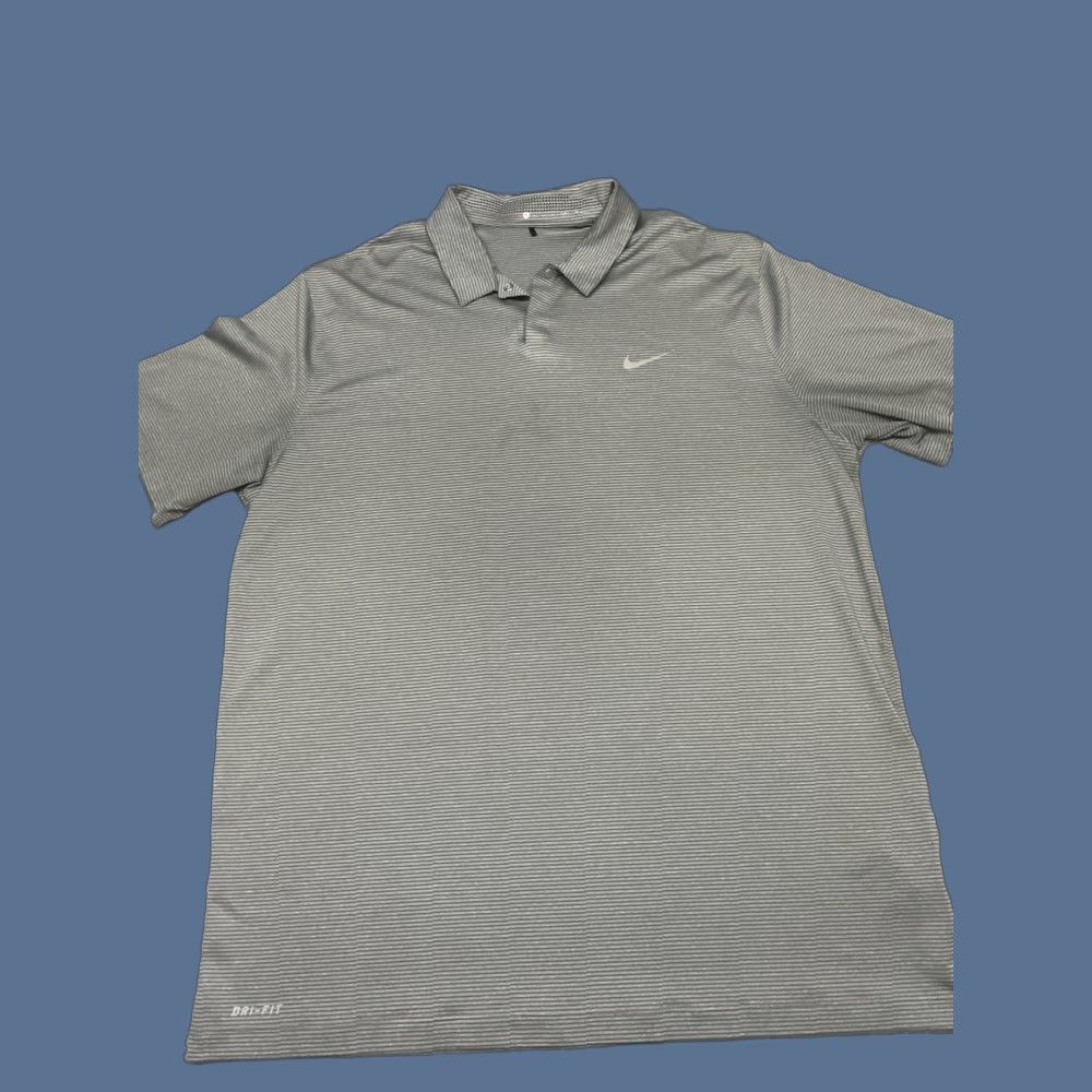 Nike Nike TW Tiger Woods Polo Gray Stripe Golf Vented Collar Shirt Mens XL Size US XL / EU 56 / 4 - 1 Thumbnail