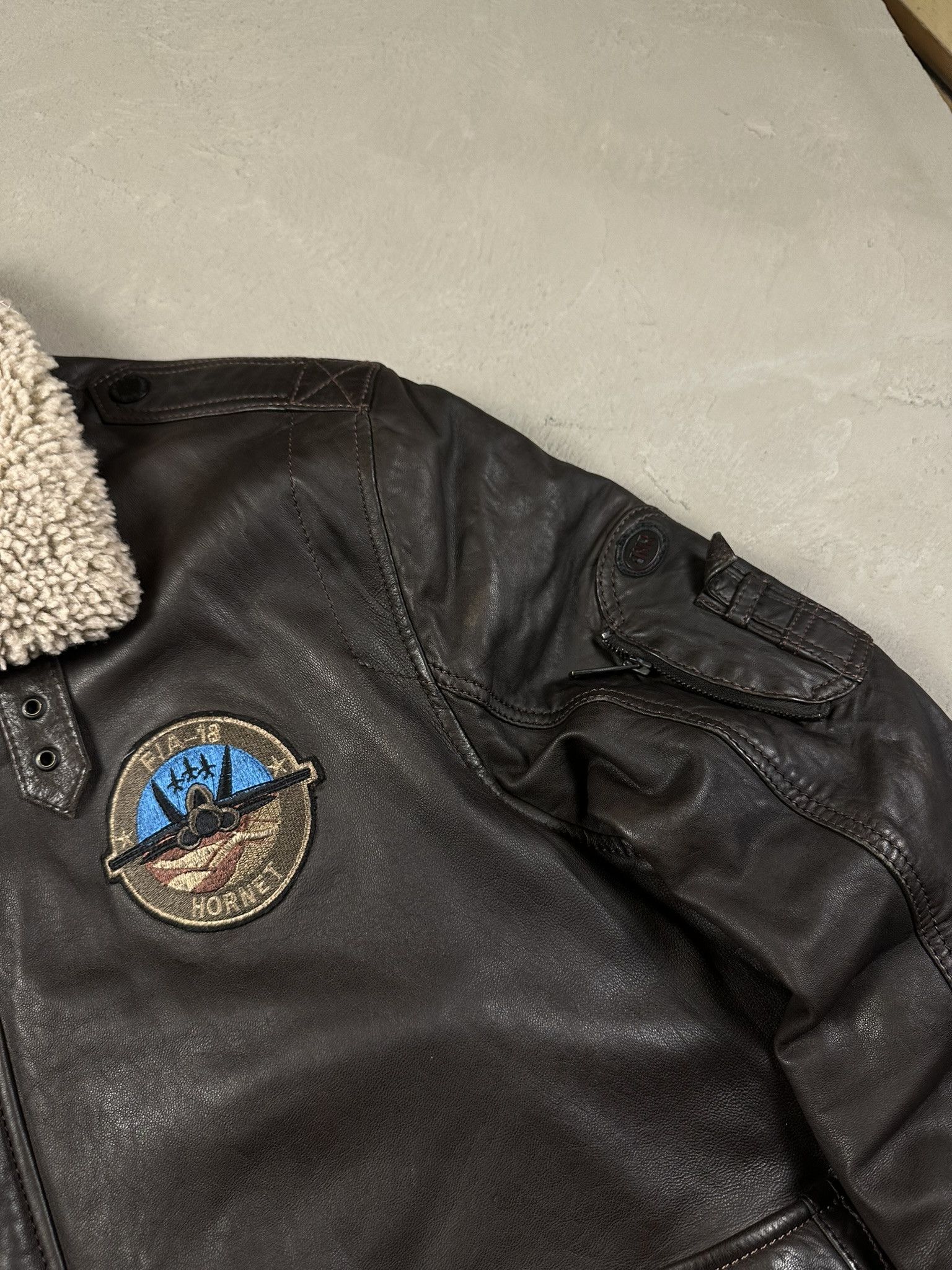 Leather Vintage Flyers Military Bomber Sheepskin Jacket Size US XL / EU 56 / 4 - 5 Thumbnail