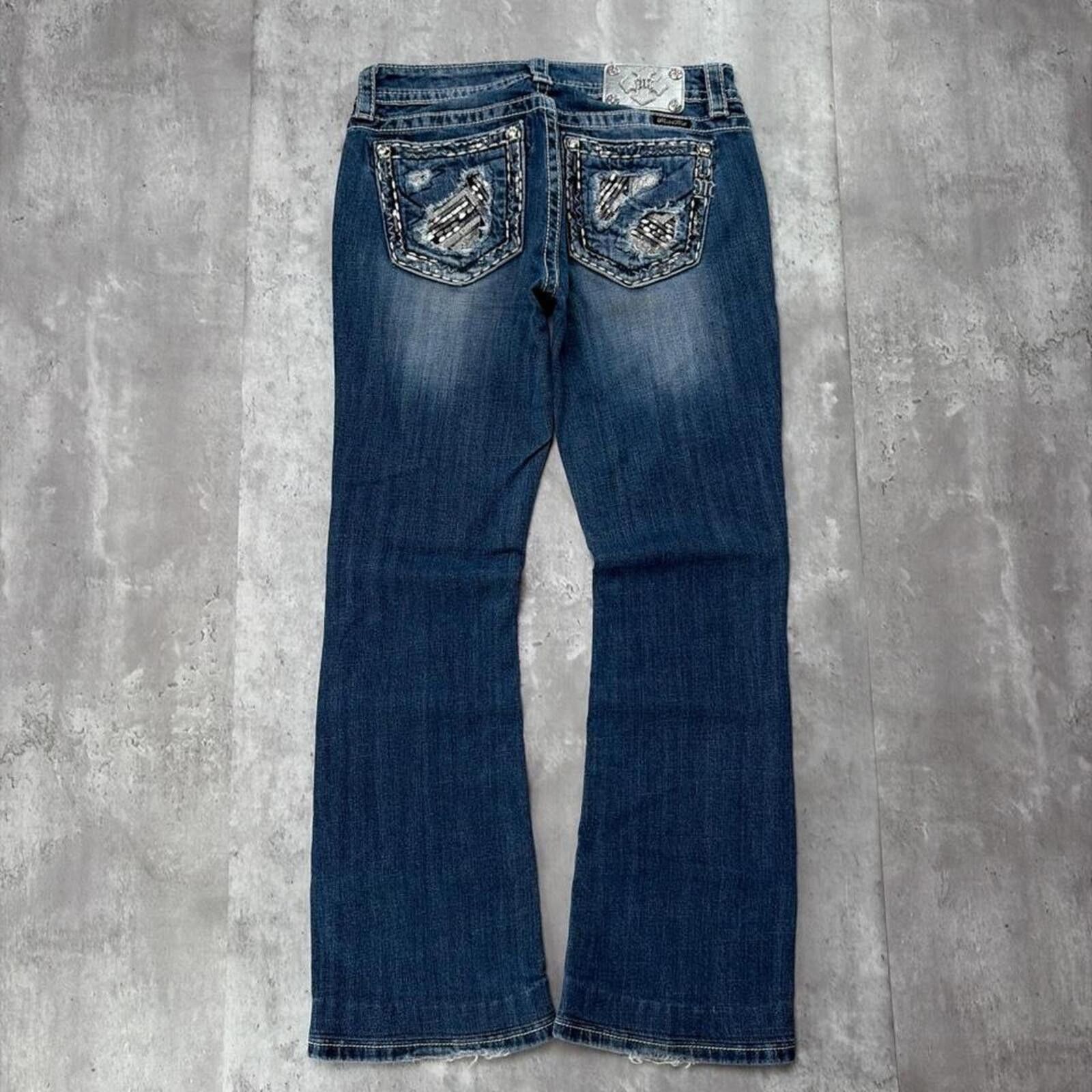 Other Y2K Blue Miss Me Grunge Embellished Bootcut Denim Jeans Size 30" / US 8 / IT 44 - 1 Thumbnail