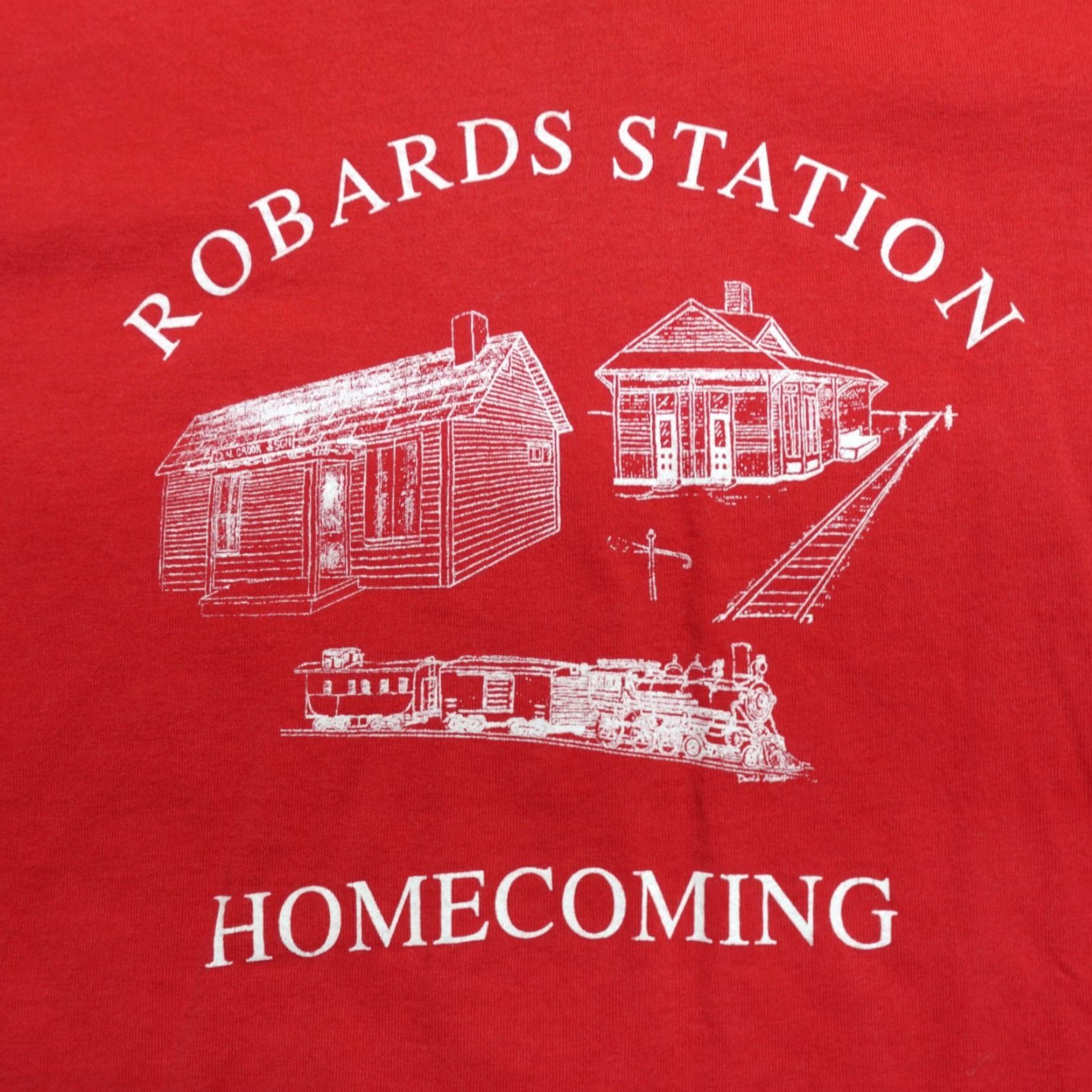 Vintage VINTAGE Robards Station Shirt XL Red 1991 USA Made Mens T-Shirt Crew Neck Short Sleeve Cotton Blend Graphic Print Size US XL / EU 56 / 4 - 2 Thumbnail
