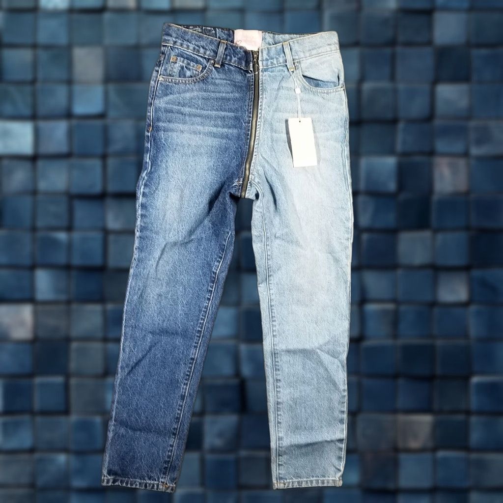Vintage Revice High Rise Slim Straight Jeans Size 28 Two Tone Blue Womens 90s Bohemian Size 28" / US 6 / IT 42 - 1 Thumbnail