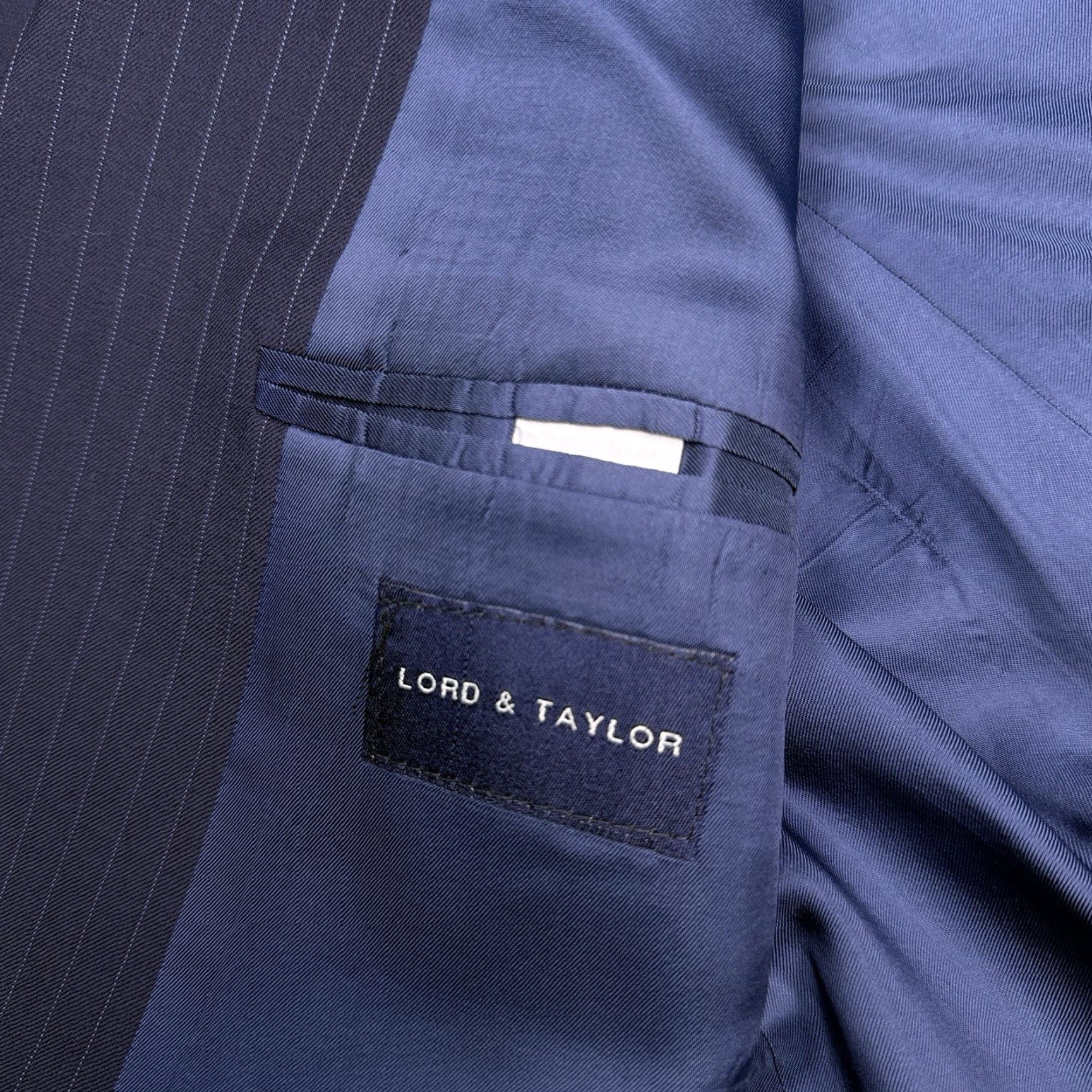 Ralph Lauren Lauren Ralph Lauren Suit Jacket Blazer Men 48 Long Navy Wool Striped Notch Lapel Two-Button Single-Breasted Dry Clean Only Size 48R - 6 Thumbnail