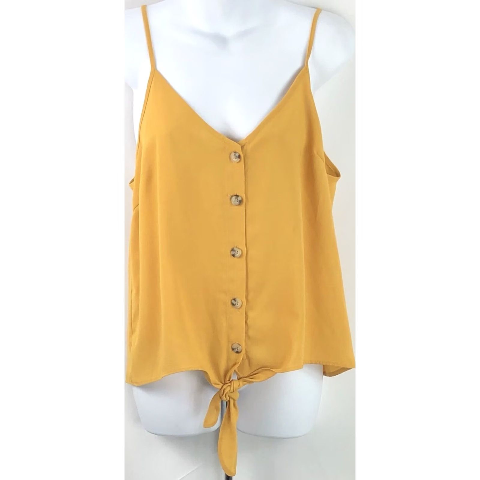 Vintage Papermoon Cami Halter Tank Top M Gold ButtonUp Strappy 90s Y2K Beach Bohemian Shirt Womens Size M / US 6-8 / IT 42-44 - 2 Thumbnail