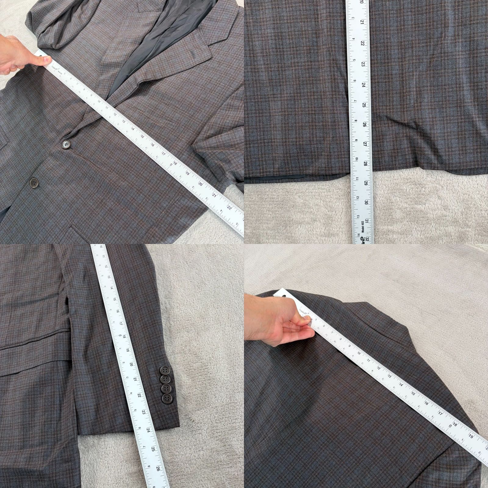 Canali VINTAGE Canali 1934 Sports Coat Blazer Jacket 40 Grey Brown Plaid 100% Wool Italy CEO Size 40R - 8 Thumbnail