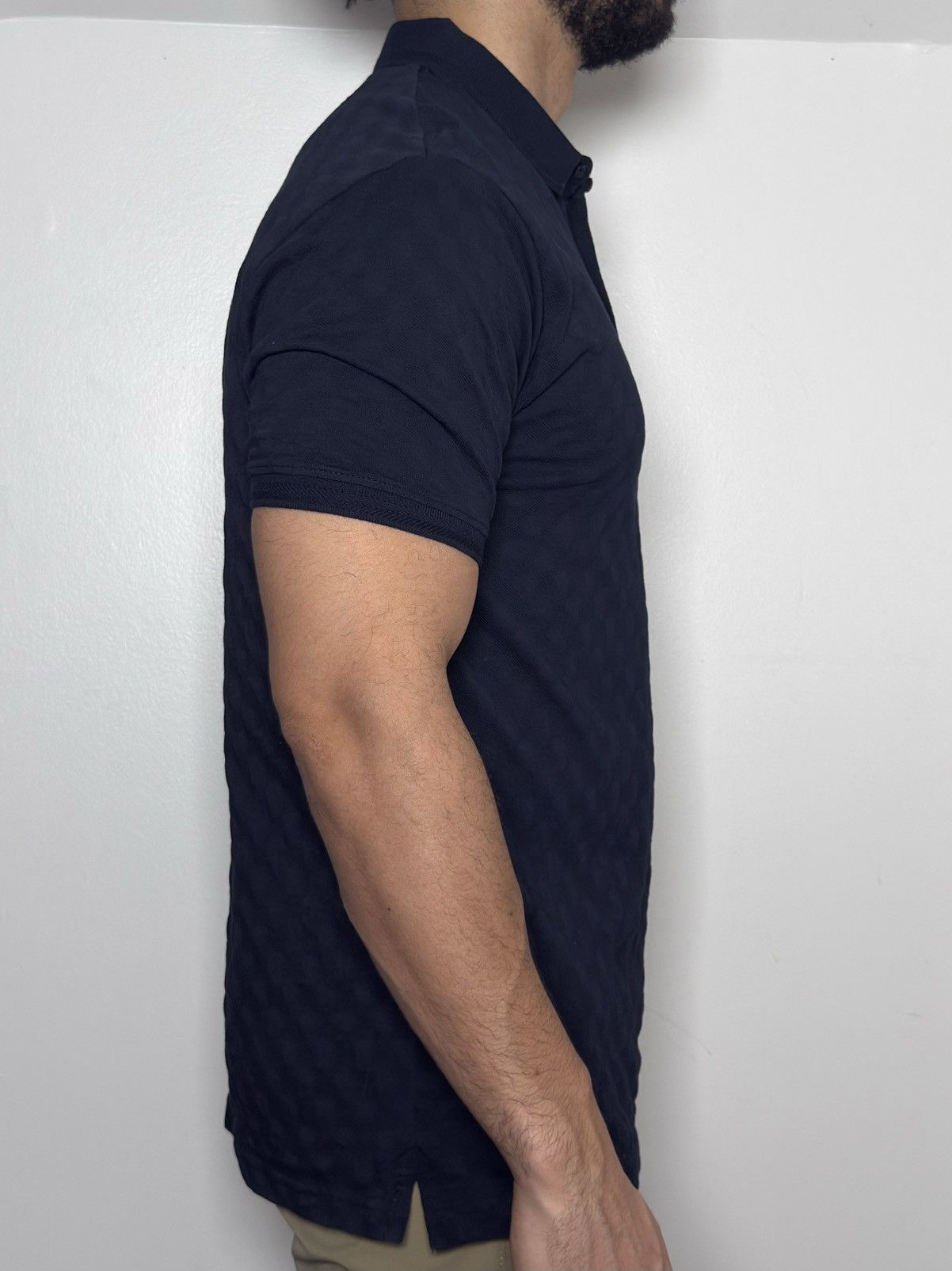 Denim & Flower Denim & Flower textured polo shirt men’s medium navy blue Size US M / EU 48-50 / 2 - 2 Thumbnail