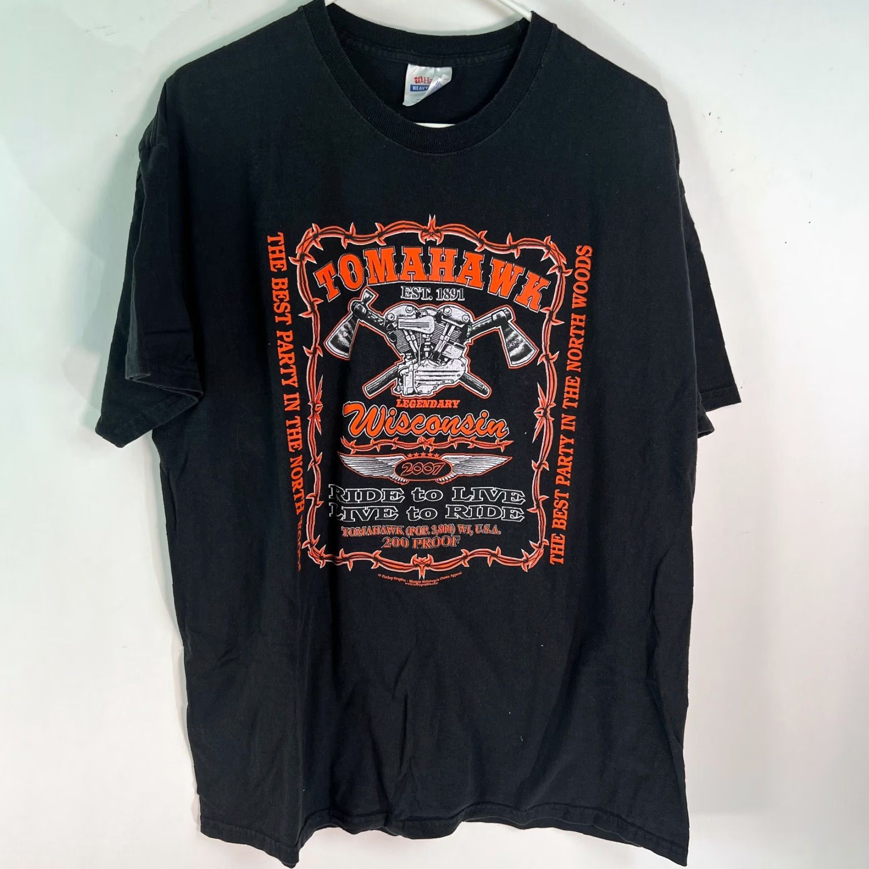 Hanes VINTAGE Hanes T Shirt North Woods 2007 26th Annual Men XL Graphic Black Crew Neck Short Sleeve USA Seller Mens Size US XL / EU 56 / 4 - 3 Thumbnail