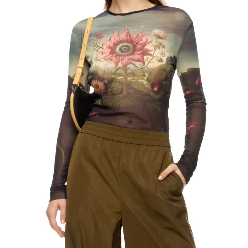 MONSE Monse Rose Printed Mesh Top in Multi, Size M Size M / US 6-8 / IT 42-44 - 2 Thumbnail