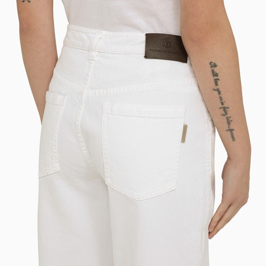 Brunello Cucinelli o1d2blof0824 Regular Cotton Trouser in White Size 30" / US 8 / IT 44 - 5 Thumbnail