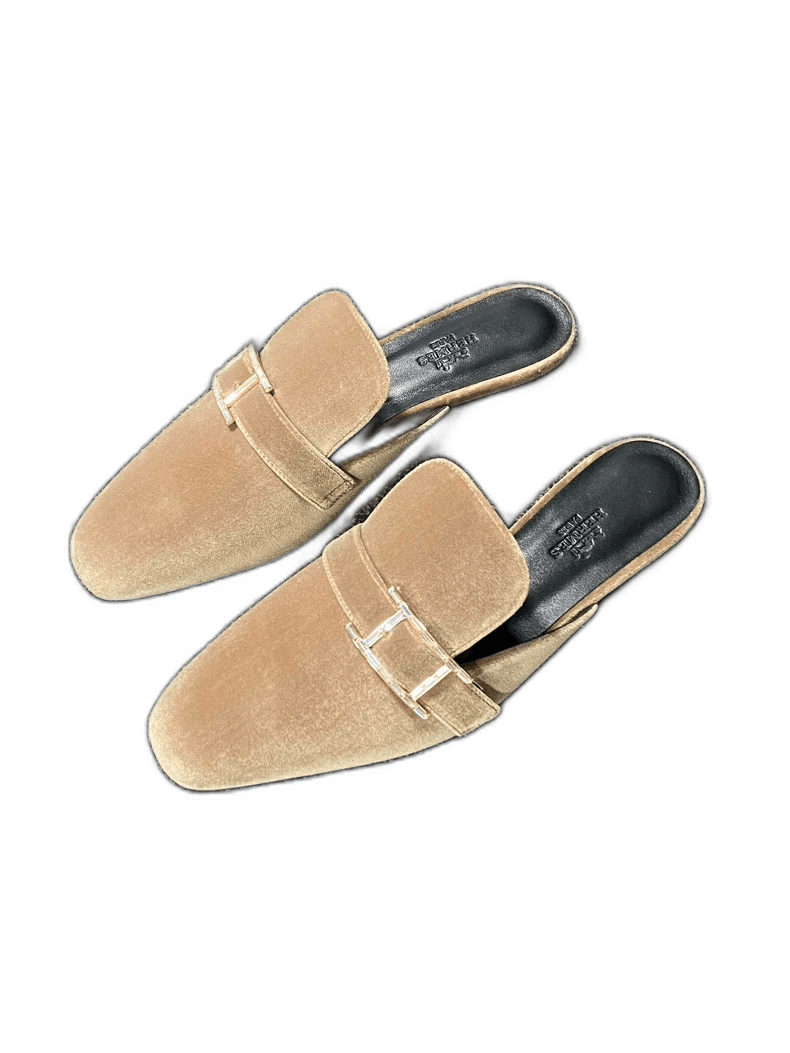 Hermes Velvet Mule Slippers with Buckle Detail-2506 Size US 6 / IT 36 - 1 Thumbnail