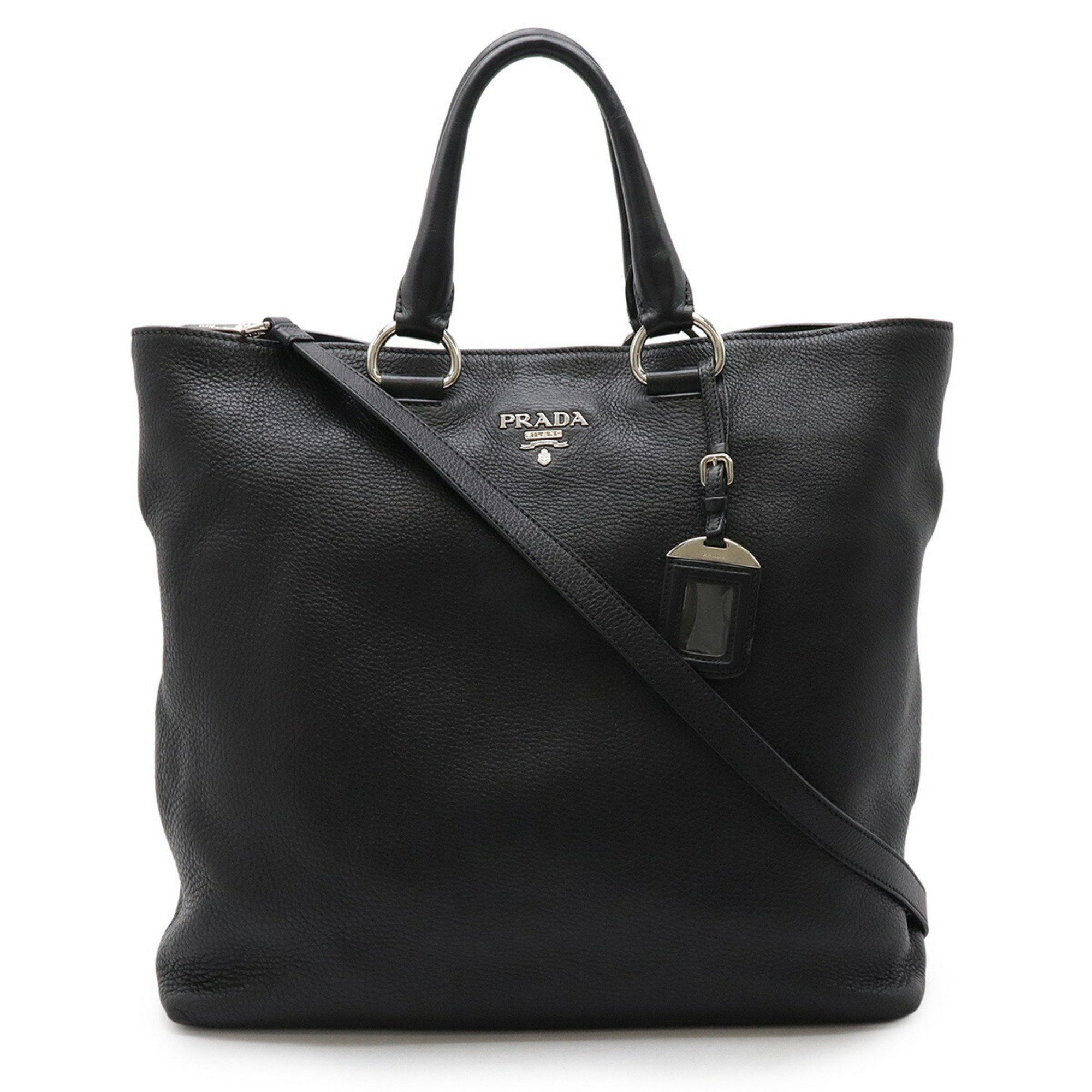 Prada Tote Bag Large Shoulder Leather Nero Black Purchased At Duty Free Shop Bn1713, Women's