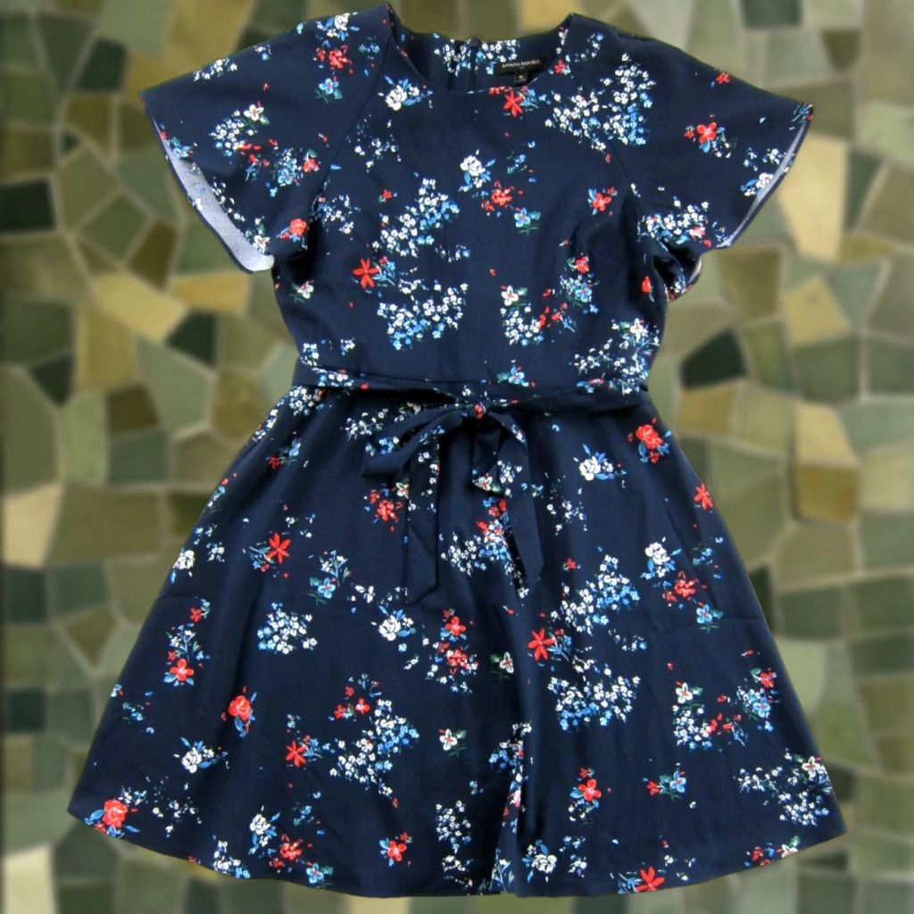 Banana Republic Banana Republic Blue Red White Floral Short Sleeve Sheath Dress Women Size 10 Size 32" / US 10 / IT 46 - 1 Thumbnail