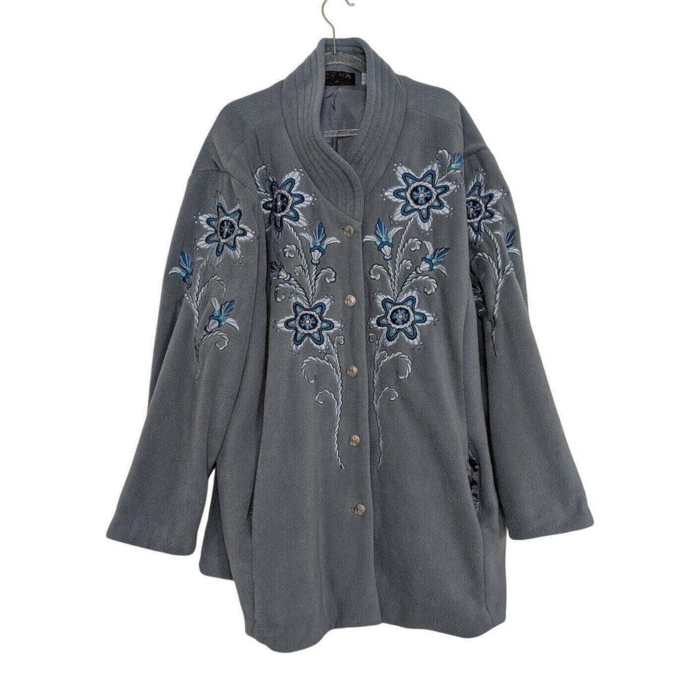 Bob Mackie Bob Mackie Embroidered Jacket Womens Size 3X Blue Floral Size 3XL / US 20-22 - 1 Thumbnail