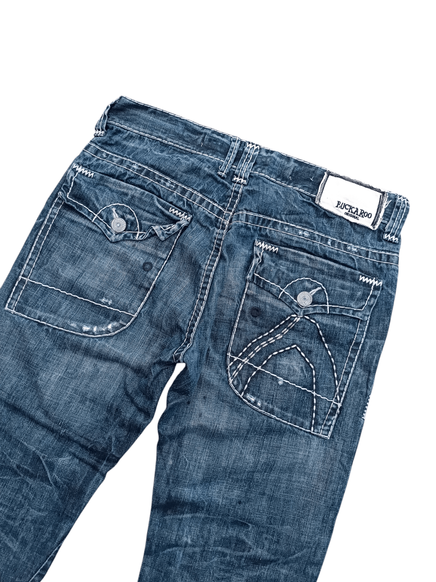 Japanese Brand FLARED💥BUCKAROO DISTRESSED DENIM PANT Size US 35 - 20 Thumbnail