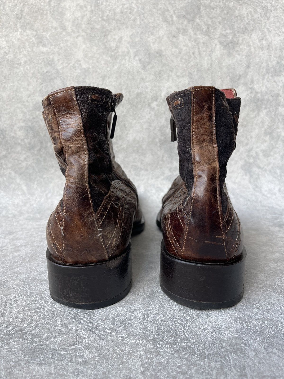 Jo Ghost GHOST Italy Distressed Leather Square Toe Boots Archive Y2K Size US 8 / EU 41 - 17 Thumbnail