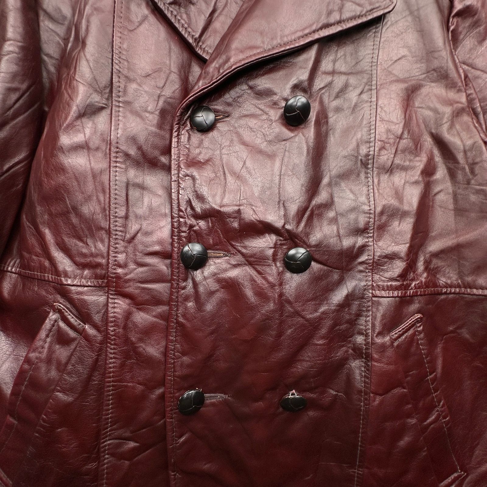 Schott Vintage Schott Bros Double Breasted Peacoat Leather Coat 44 Size US L / EU 52-54 / 3 - 9 Thumbnail