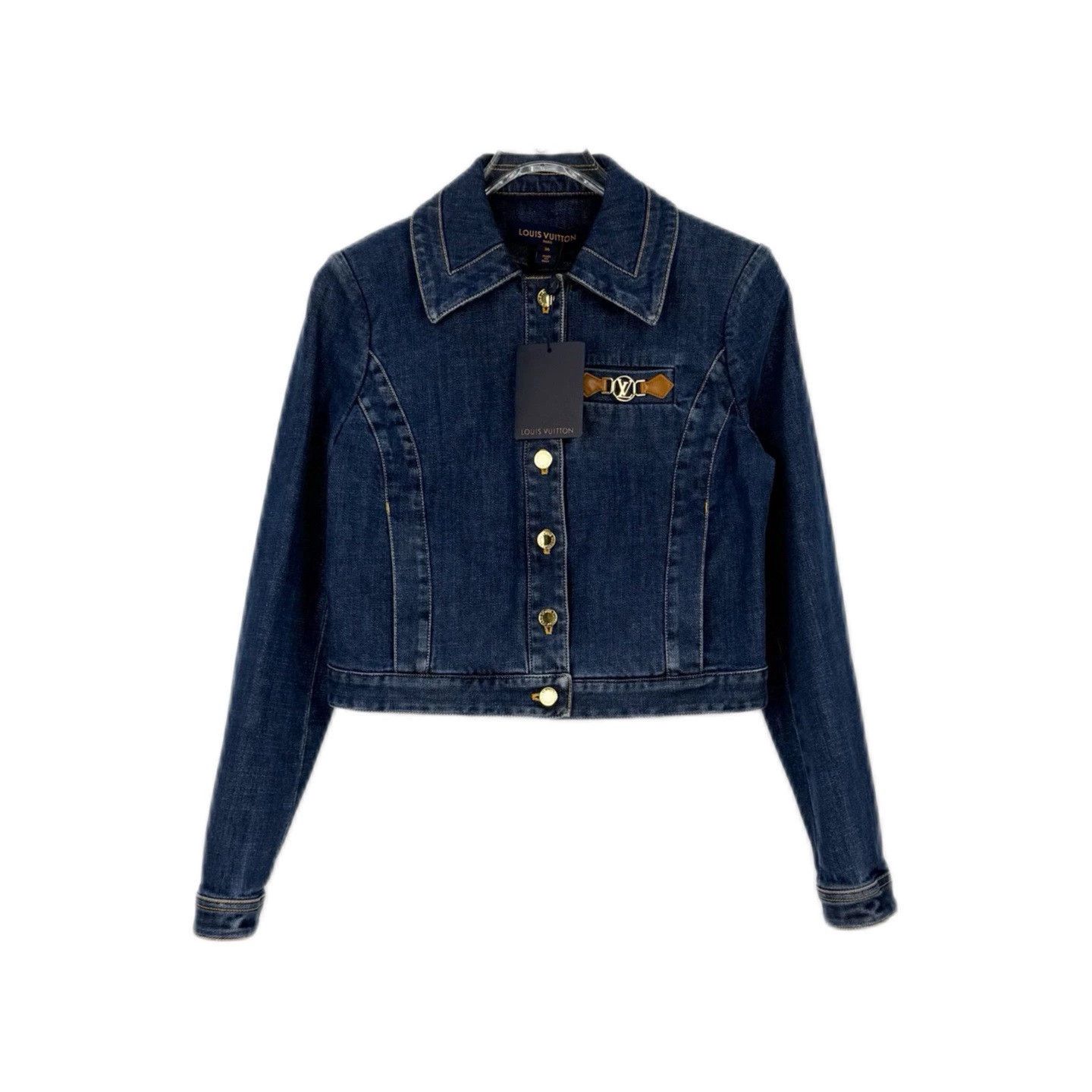 Louis Vuitton LV Washed Blue Denim Jacket with Metal Label - dmc Size US XS / EU 42 / 0 - 1 Thumbnail