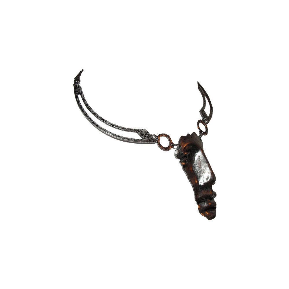 Designer Abstract Silver Plated Figural Face Necklace Size ONE SIZE - 2 Thumbnail