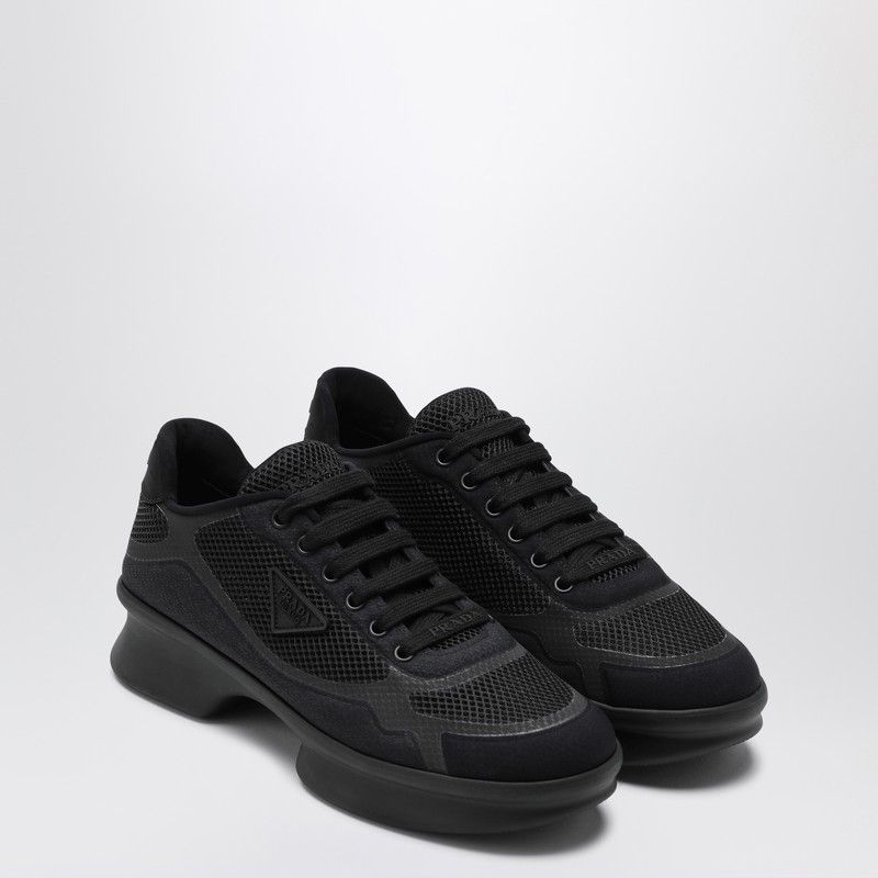 Prada Prada Black Fabric And Mesh Low-Top Sneaker Size US 7 / IT 37 - 1 Thumbnail