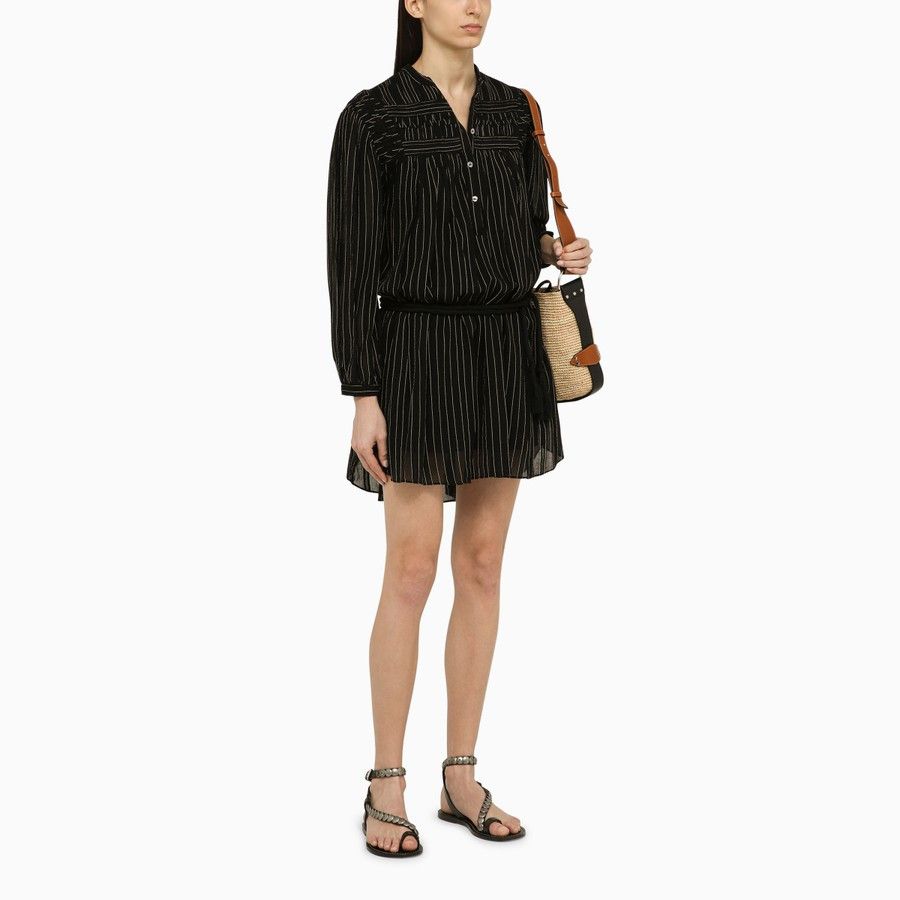 Isabel Marant Etoile o1d2blof0824 Cotton Striped Dress in Black Size M / US 6-8 / IT 42-44 - 2 Thumbnail