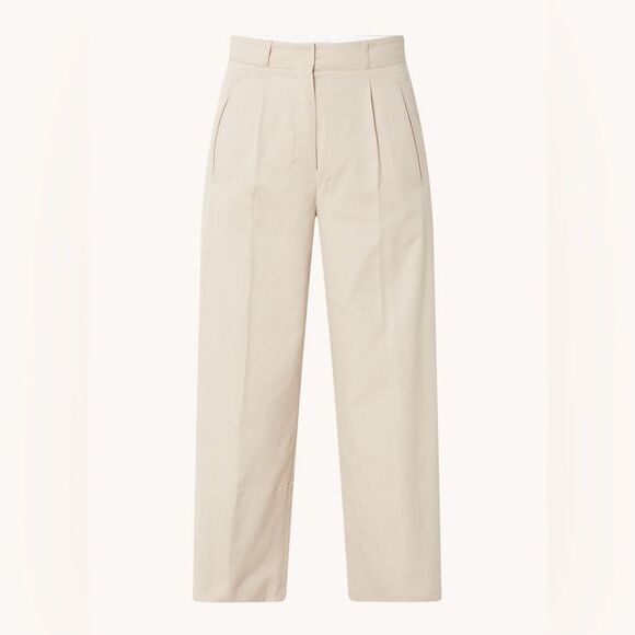 Max Mara S Maxmara beige pleated wide leg crop pants 4 small Size 27" / US 4 / IT 40 - 16 Thumbnail