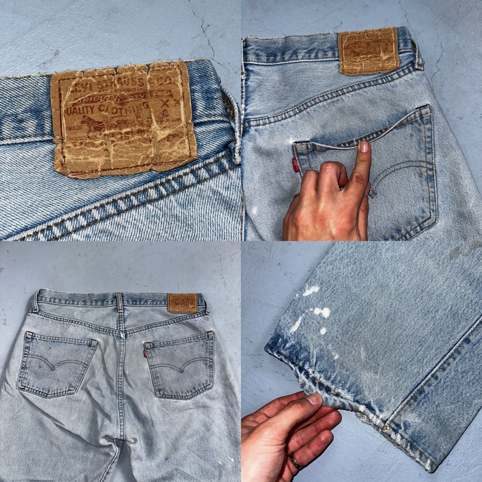 Levi's VINTAGE Levi's 501 XX Jeans 80s Redline Selvedge USA Light Wash 38x32 34x27 Mens Straight Denim Blue Cotton Button Closure Distressed Pattern Solid Size US 38 / EU 54 - 9 Thumbnail