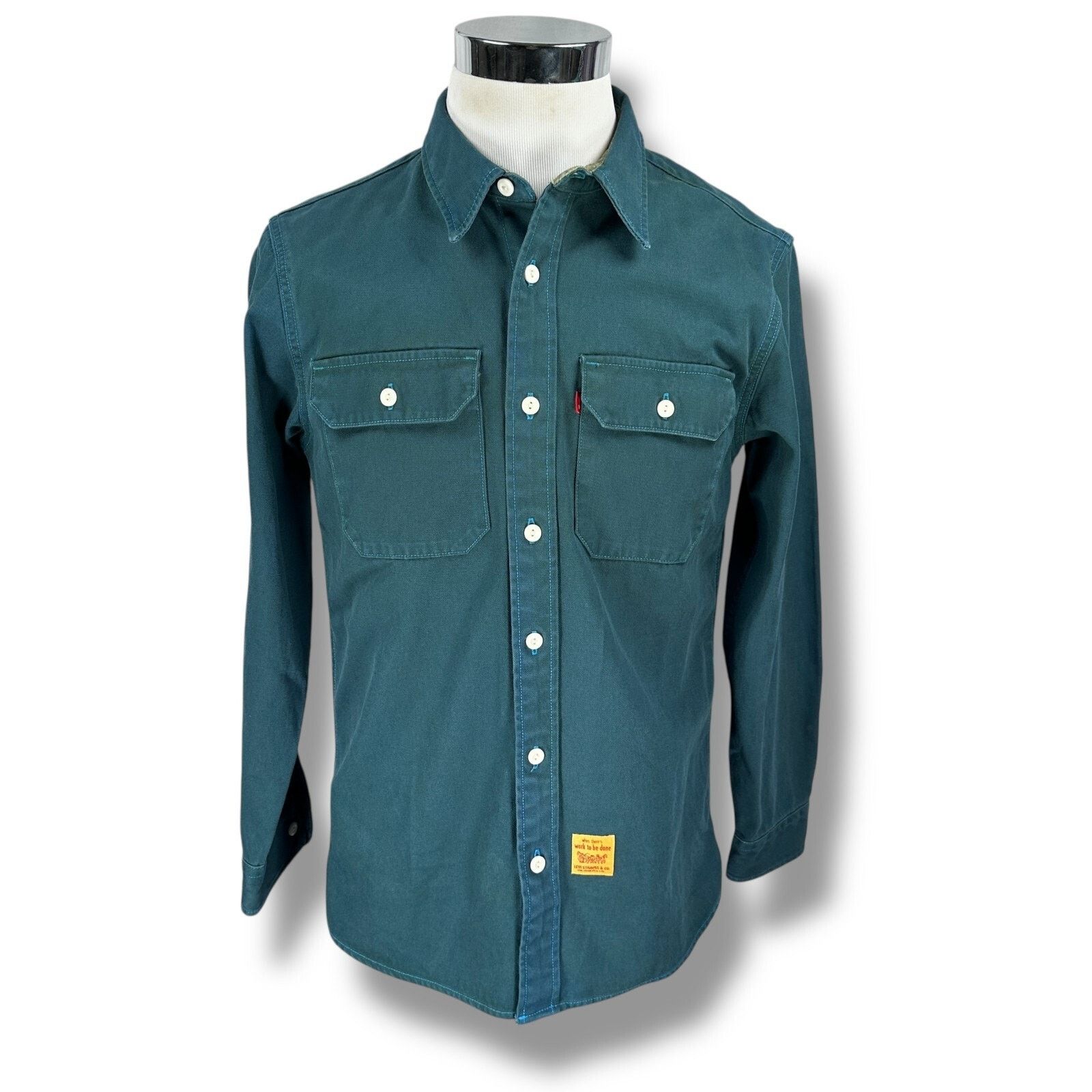 Levi's Levi's Work Shirt Small Teal Work To Be Done Garment Dyed Size US S / EU 44-46 / 1 - 1 Thumbnail