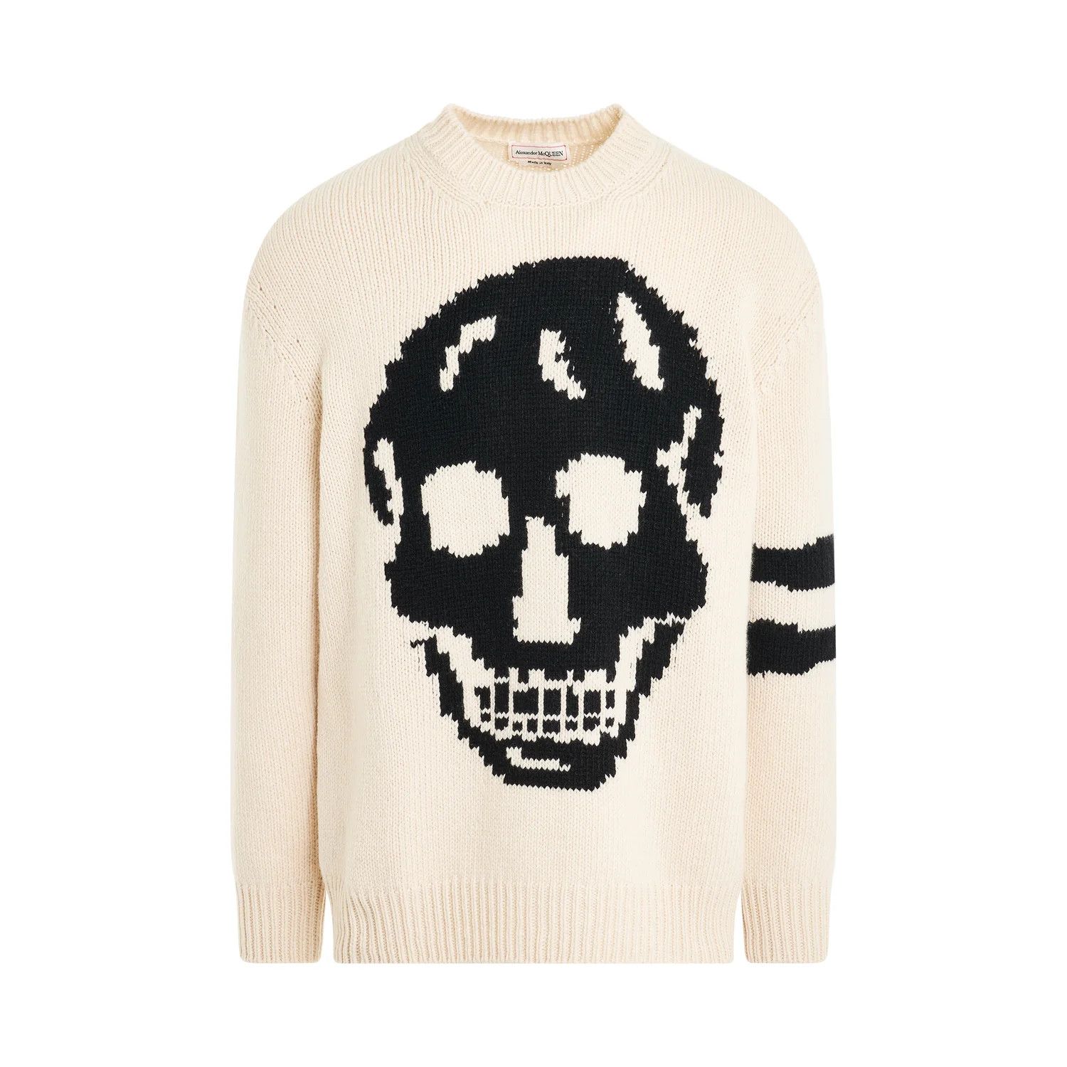 Alexander McQueen o1mris0824 Sweater in Cream & Black Size US L / EU 52-54 / 3 - 1 Thumbnail