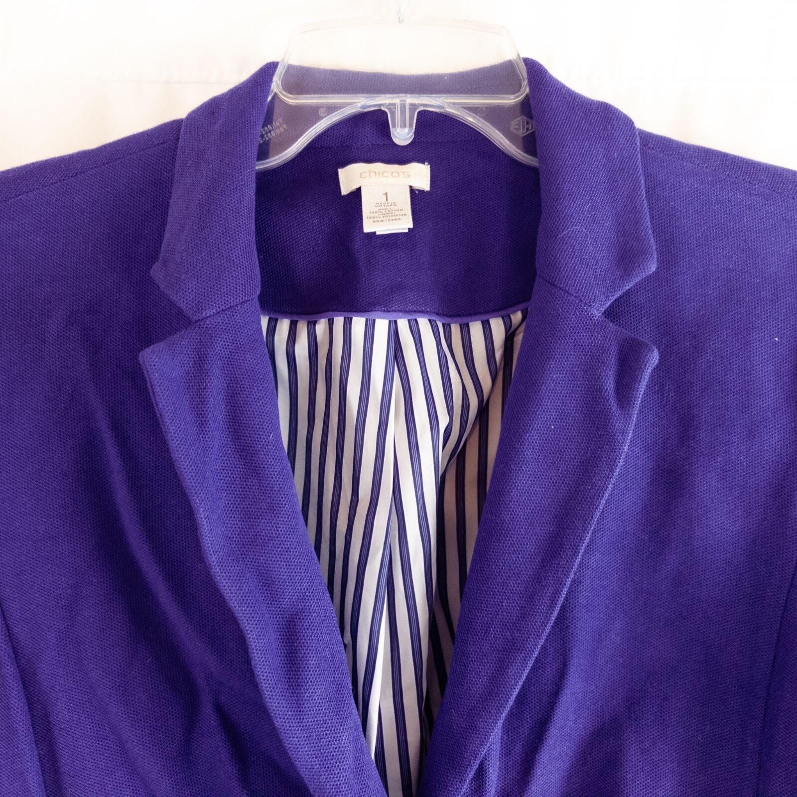 Chicos Chicos Dark Purple Solid Blazer Womens 1 Xsmall Size XS / US 0-2 / IT 36-38 - 4 Thumbnail