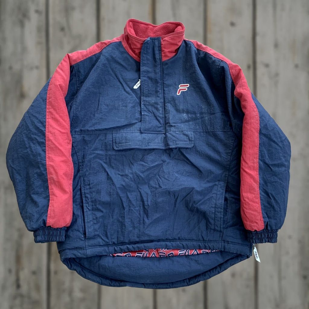 Fila VINTAGE FILA Pullover Puffy Jacket Winter Coat Mens L Blue Red Spellout 90s Size US L / EU 52-54 / 3 - 1 Thumbnail