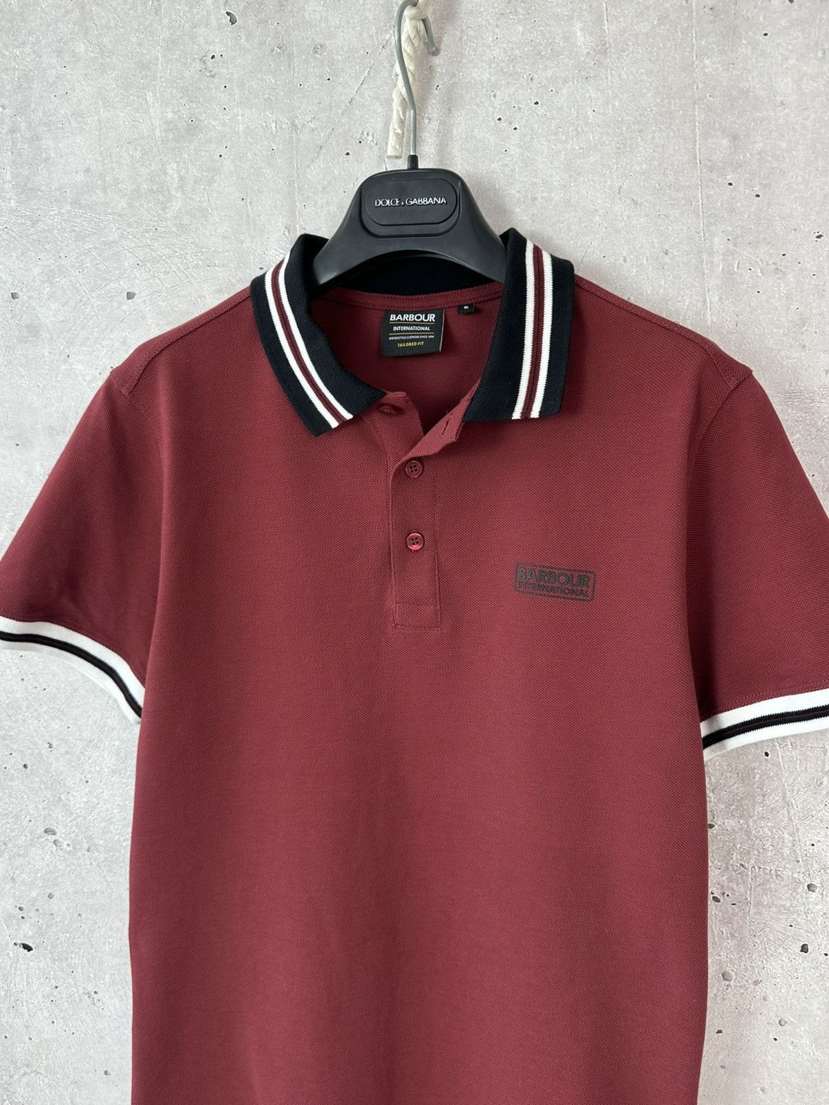 Barbour Barbour International Tailored Fit Burgundy Stripped Polo Size US S / EU 44-46 / 1 - 6 Thumbnail
