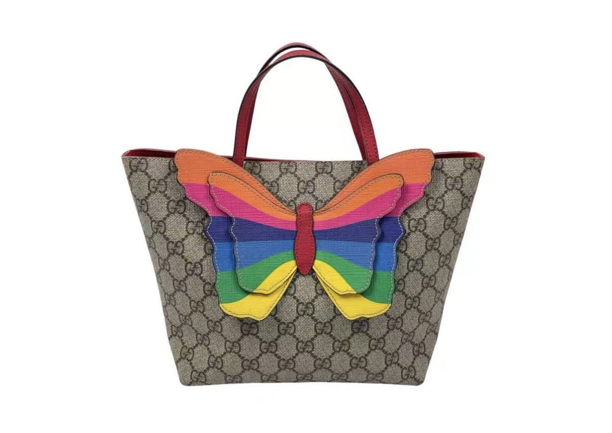 Gucci Beige Tote Bag with Rainbow Butterfly Design Size ONE SIZE - 1 Thumbnail