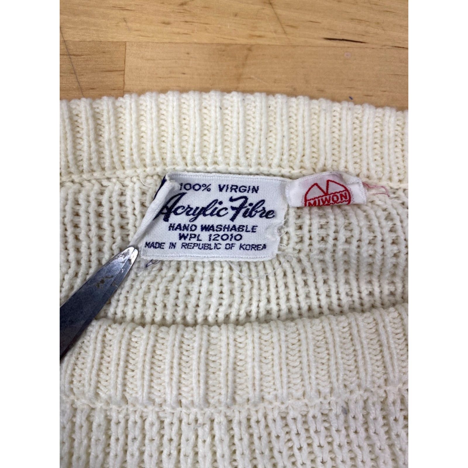 Vintage VTG Miwon Acrylic Geometric Sweater Ivory Size S Casual Pullover #4588 Size S / US 4 / IT 40 - 4 Thumbnail