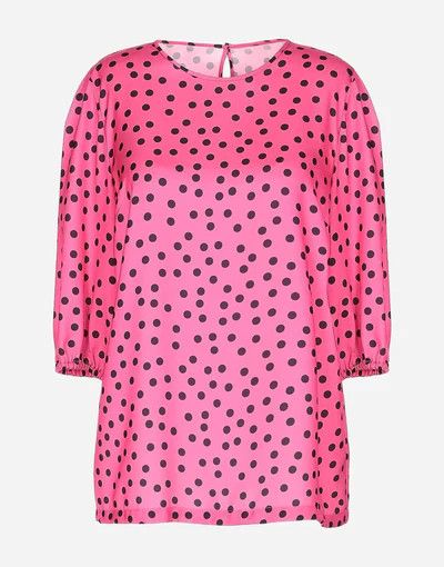Dolce & Gabbana o1y0925 Silk Blouse in Fuchsia/Black Size XS / US 0-2 / IT 36-38 - 1 Thumbnail