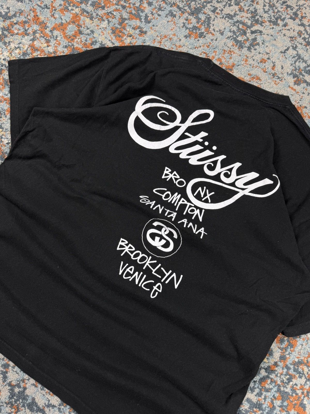 Stussy × Vintage Vintage y2k Stussy cities big logo graphic tee Size US L / EU 52-54 / 3 - 6 Thumbnail