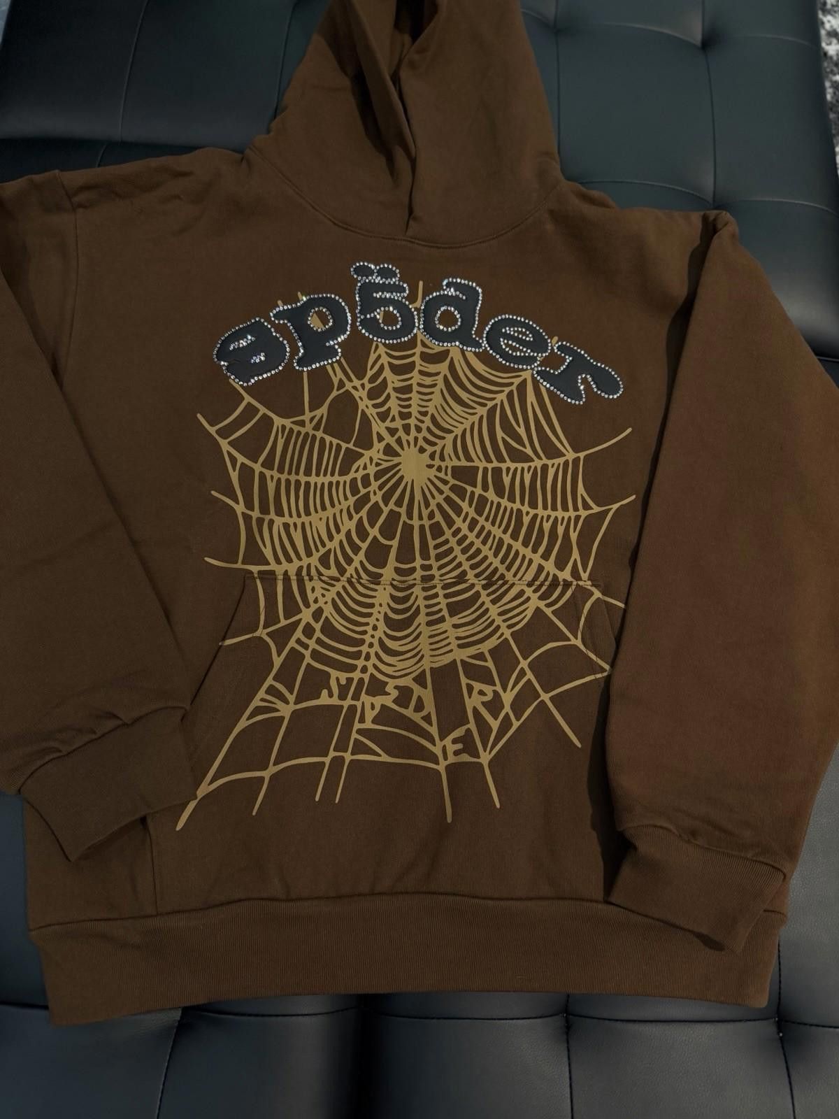 Sp5der Sp5der Worldwide Brown Crystal Hoodie Size (XL) (NEW) Size US XL / EU 56 / 4 - 5 Thumbnail