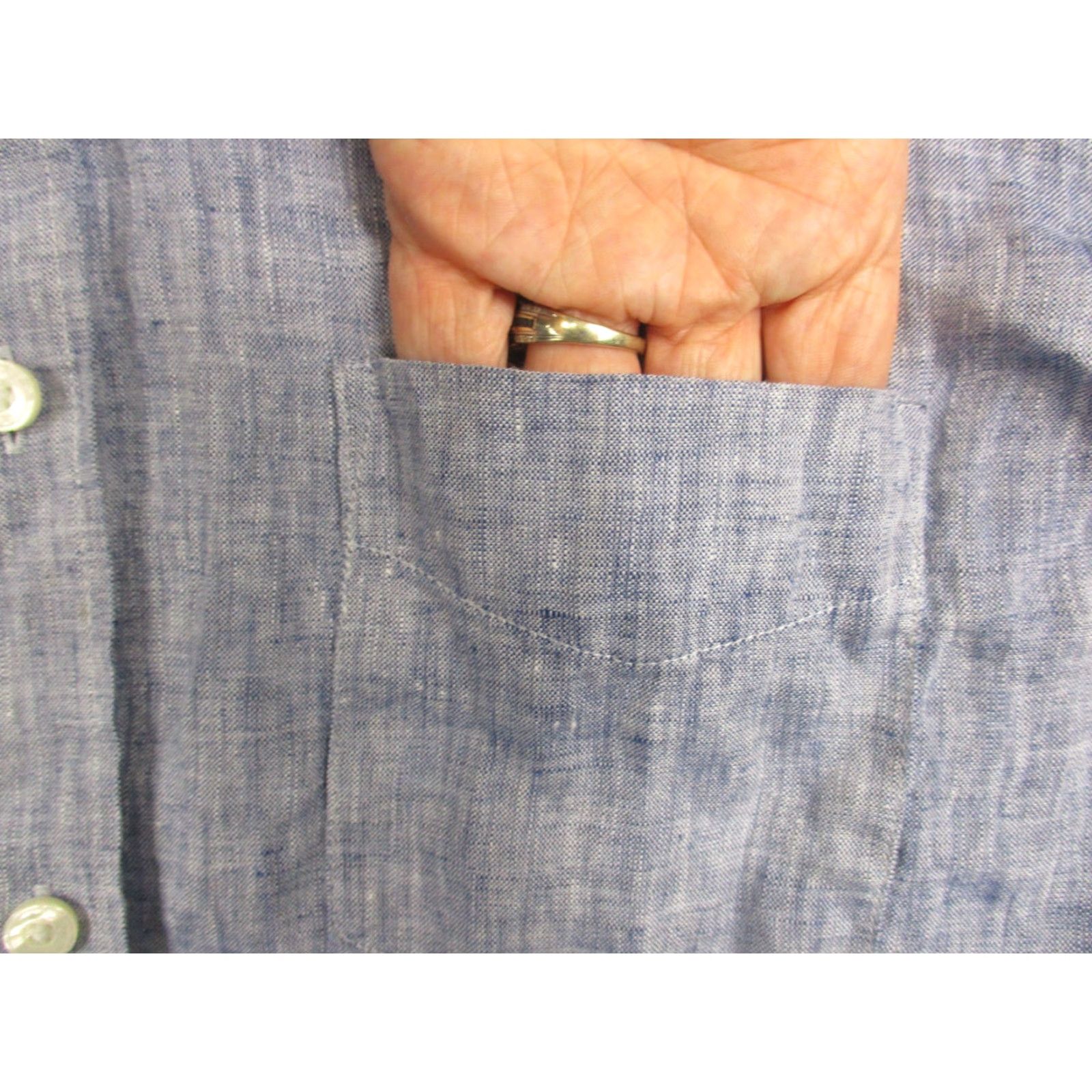UNTUCKit UNTUCKit Shirt Mens Large Blue Linen Short Sleeve Button Up Casual Pocket 2010s Size US L / EU 52-54 / 3 - 5 Thumbnail