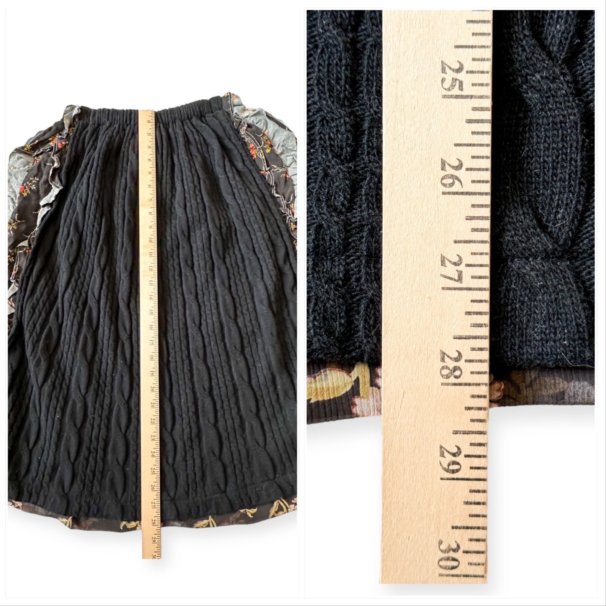 Comme des Garcons COMME DES GARÇONS Tricot Floral Print/Cable knit Midi Skirt Size 25" / US 0 / IT 36 - 16 Thumbnail