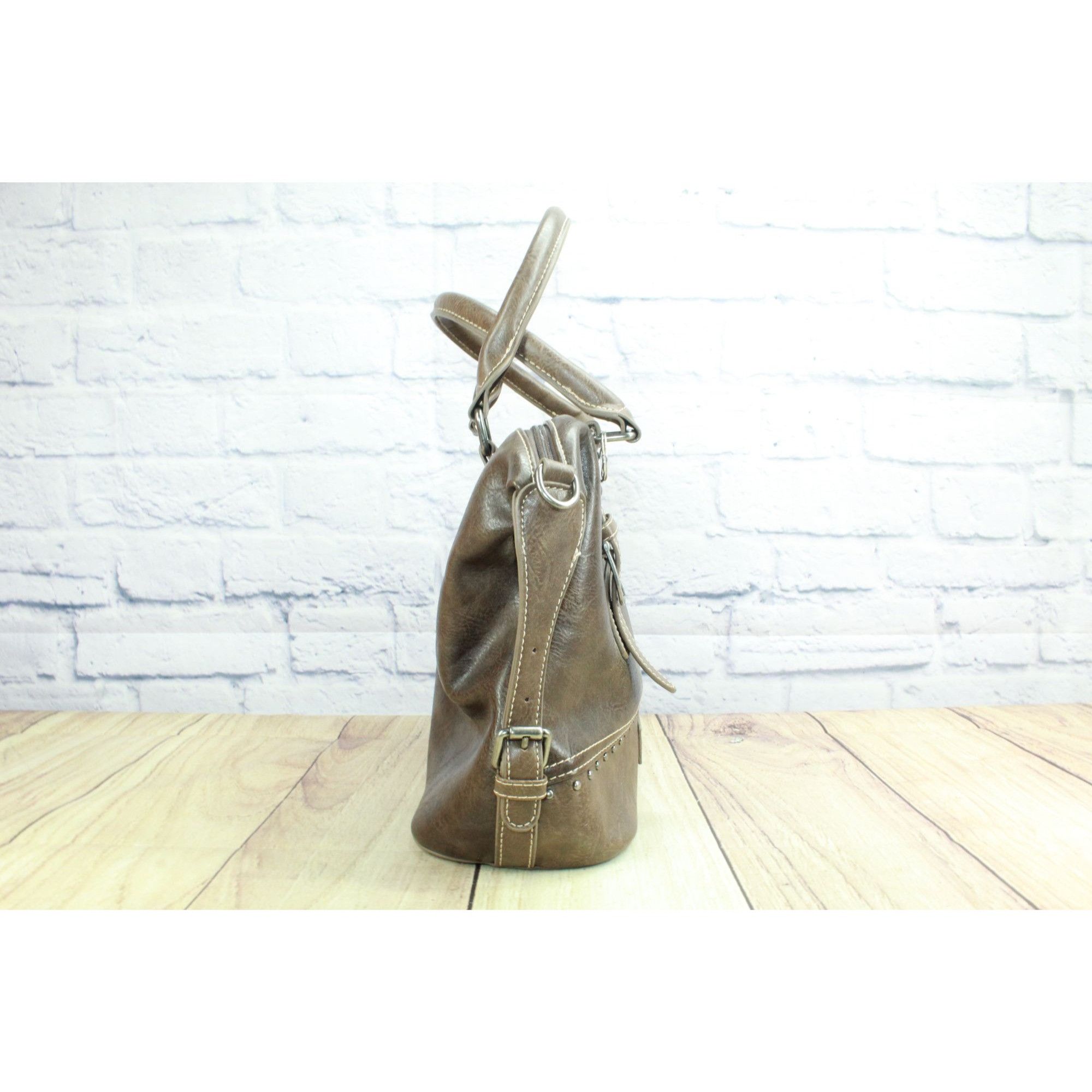 Wrangler Wrangler Coffee Brown Buckle Barrel Satchel Purse Size ONE SIZE - 4 Thumbnail