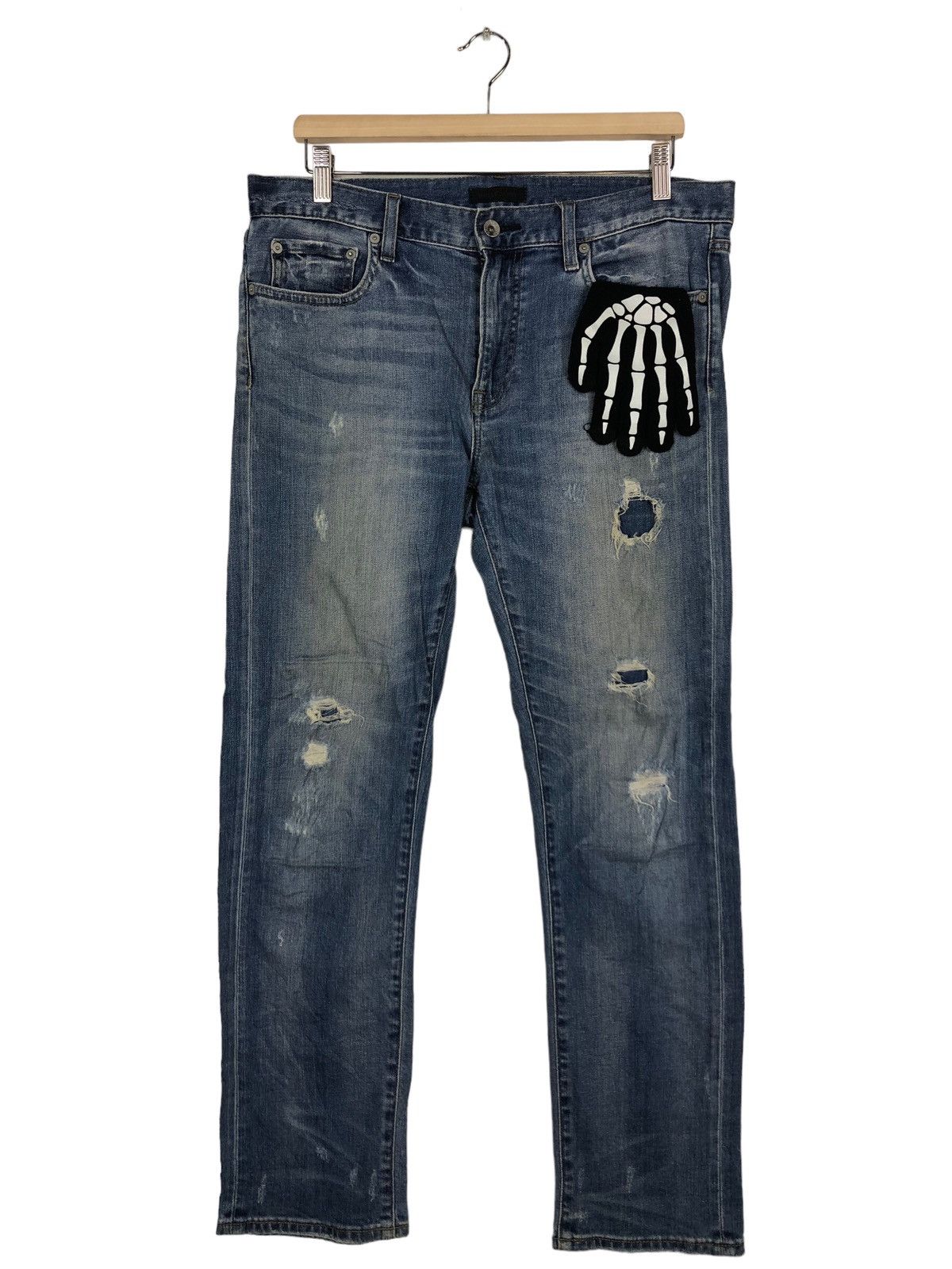Japanese Brand 🔥RARE PUNK STYLE DISTRESSED DENIM UNIQLO JEANS JAPAN MADE Size US 34 / EU 50 - 1 Thumbnail