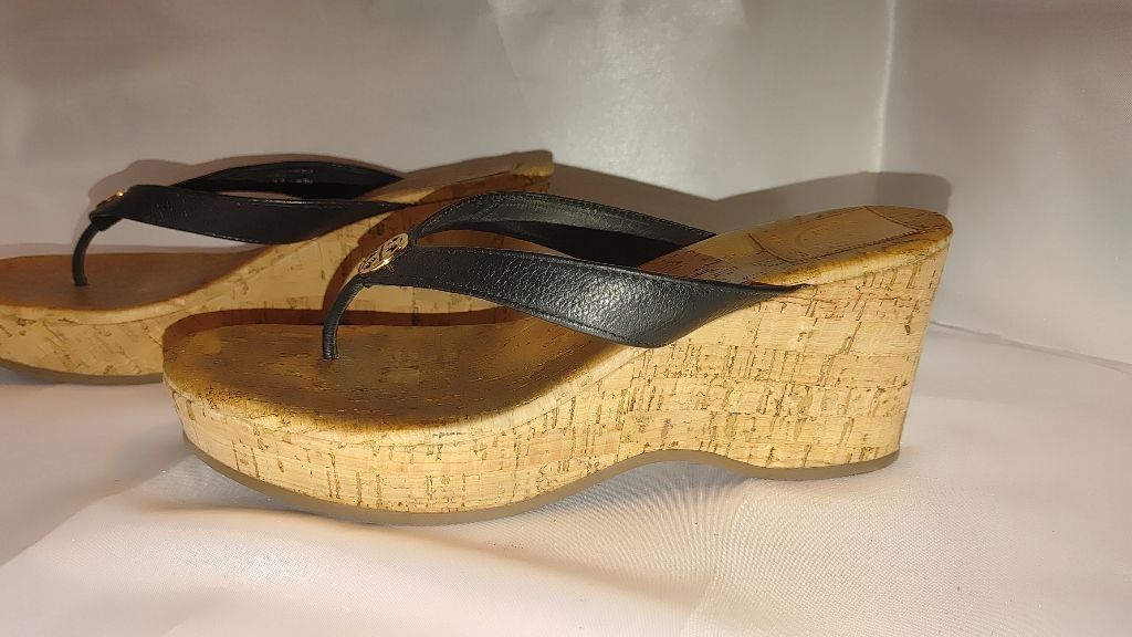 Tory Burch Tory Burch Salem Napa Leather & Cork Wedge Sandals Size 9M Size US 9 / IT 39 - 2 Thumbnail