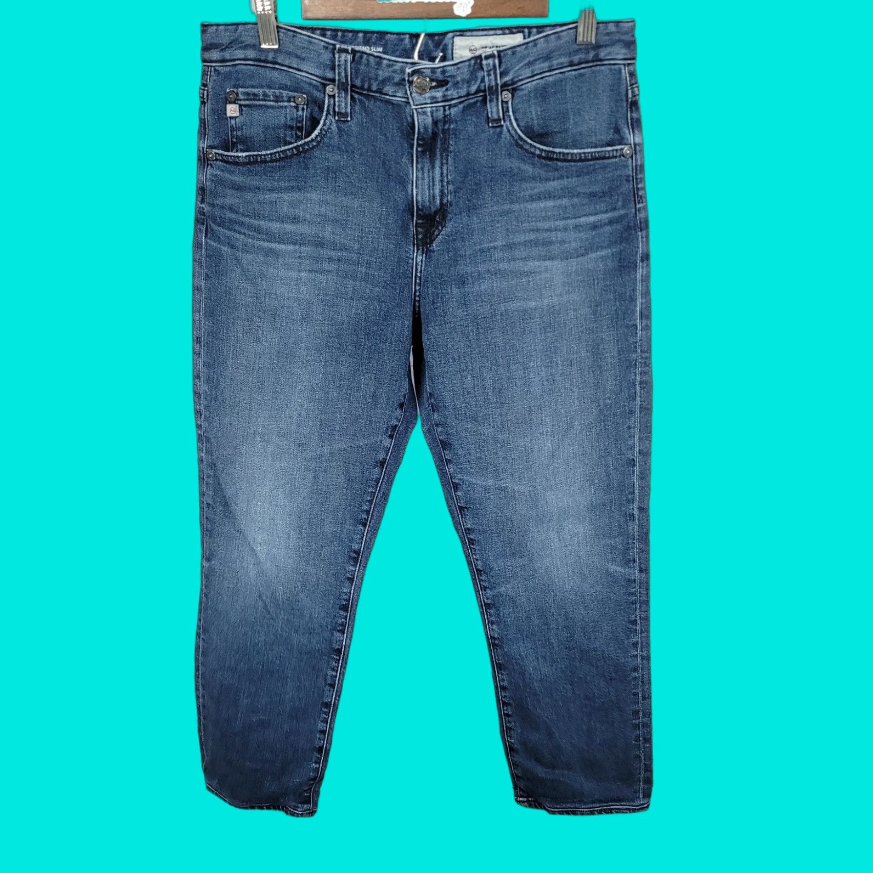 Denime VINTAGE Adriano Goldschmied Blue Denim Ex Boyfriend Slouchy Slim Jeans 29 Regular Blue 90s Womens Jeans AG Adriano Goldschmied Size 29" - 1 Thumbnail