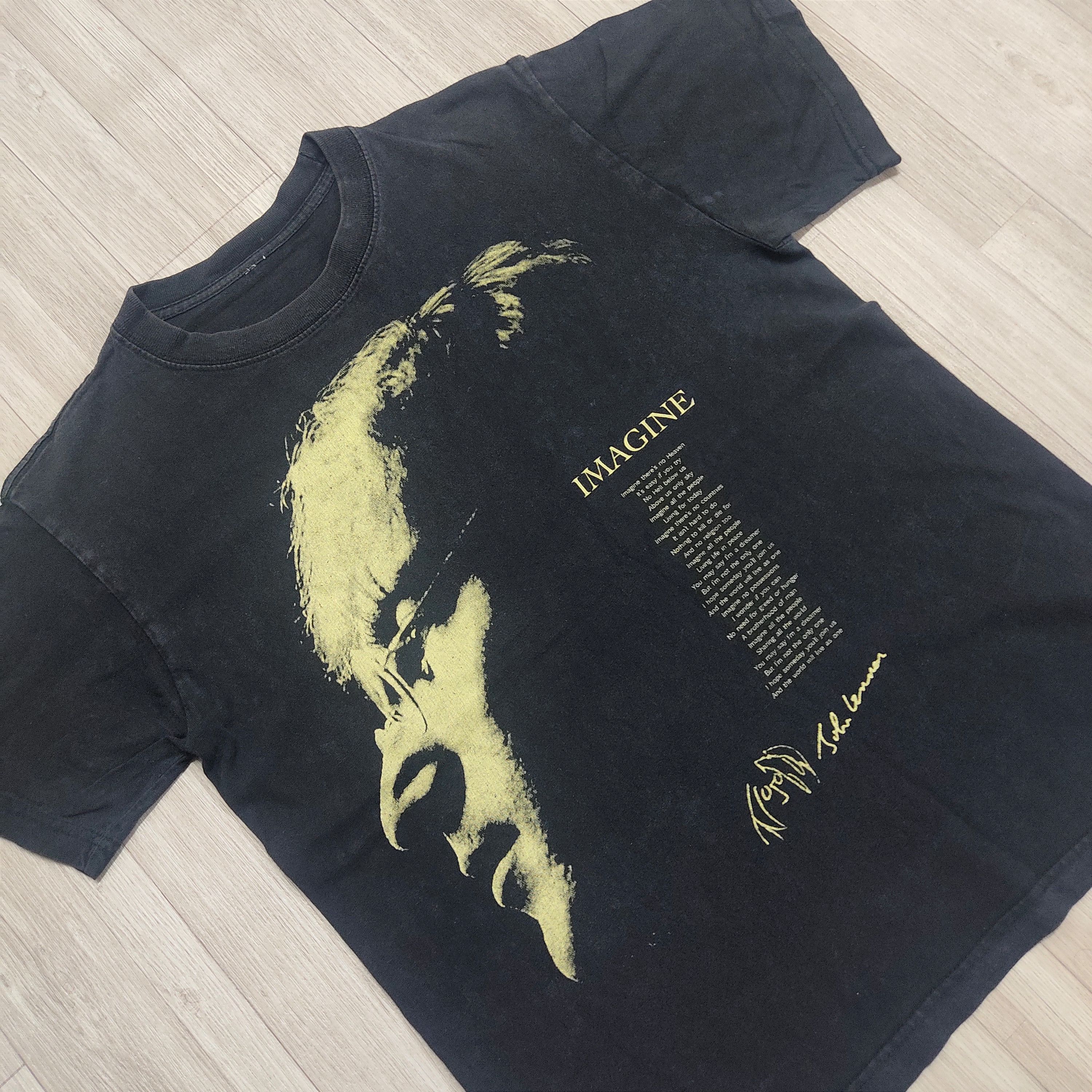 Band Tees Vtg JOHN LENNON Imagine Lyrics Potret Big Print T-shirt Size US M / EU 48-50 / 2 - 4 Thumbnail