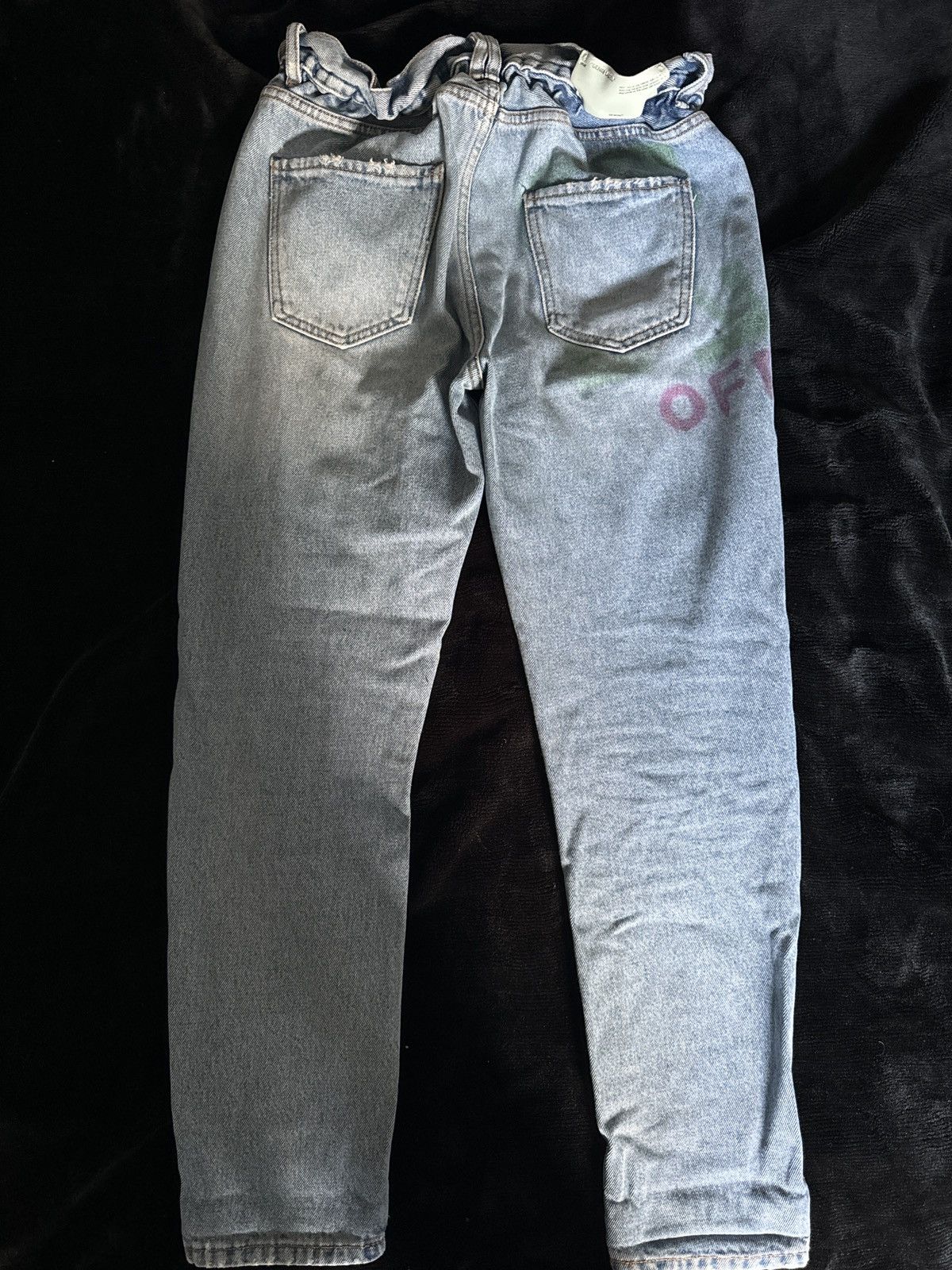 Off-White × Virgil Abloh Off-White Slim Low Crotch Graffiti Jeans - No Belt Size 29" - 3 Thumbnail