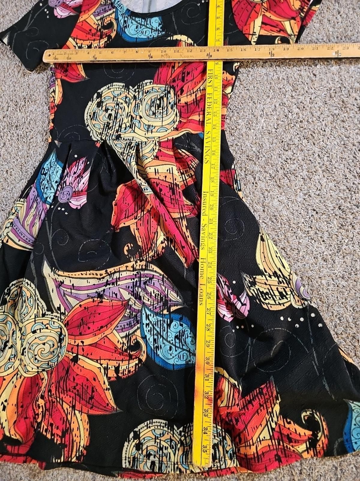 Designer LuLaRoe Dress Floral Multicolor Medium Back Zipper Size M / US 6-8 / IT 42-44 - 4 Thumbnail