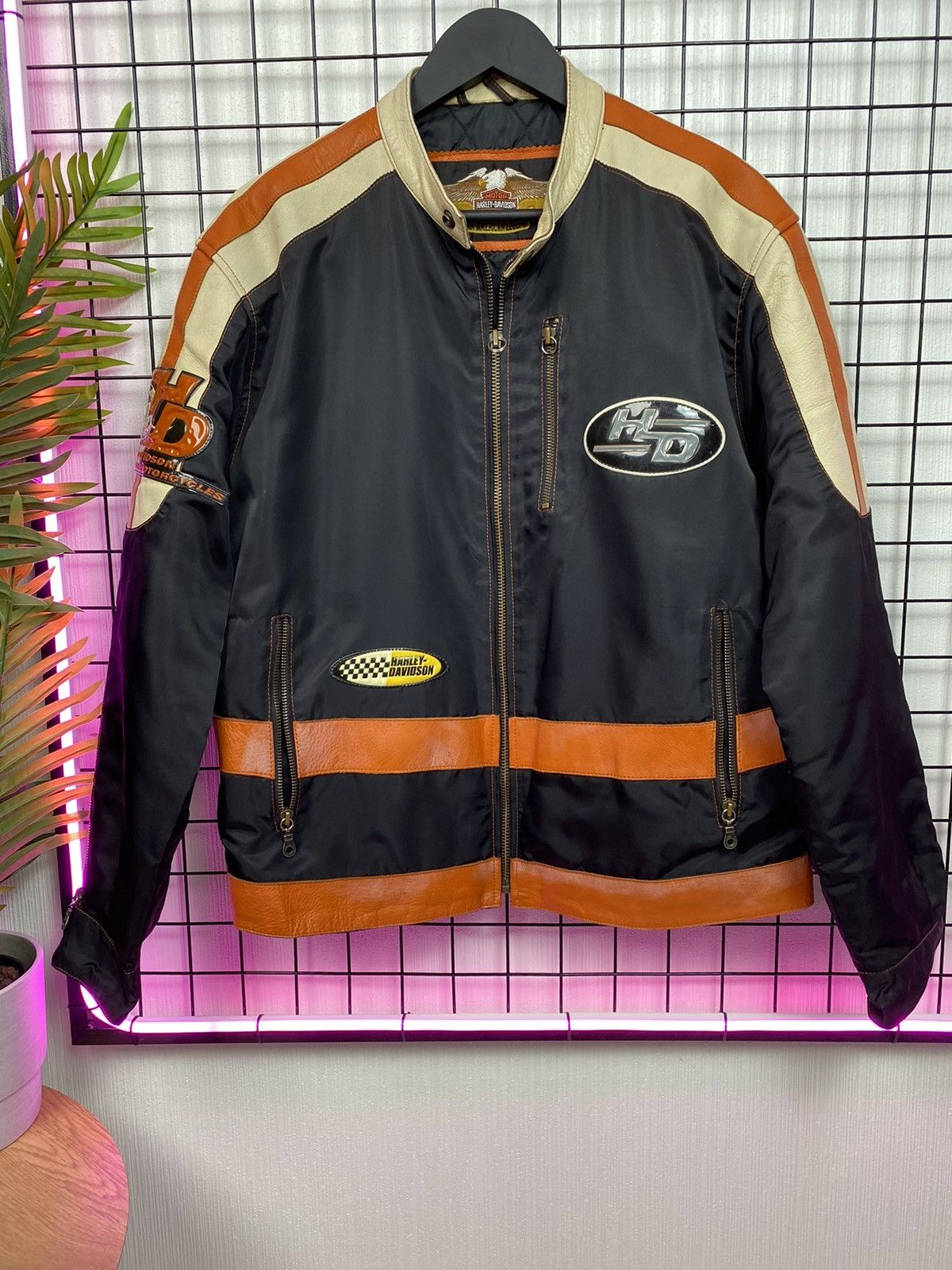 Harley Davidson Racing Vintage Jacket Bomber Logo Hype