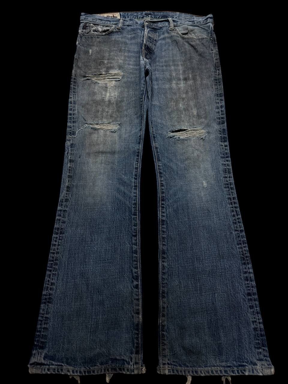 Vintage THRASHED 90s Style Abercrombie Rusty Distressed Flare Jean Size US 35 - 2 Thumbnail