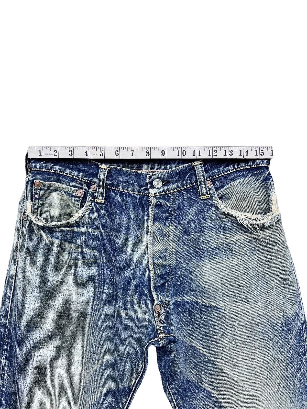 Evisu 🔥EVISU YAMANE NO1 SPECIAL SELVEDGE Worn-Out Thrashed Denim Size US 31 - 24 Thumbnail