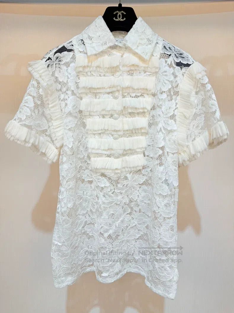 Chanel Chanel Cream Cake Lace Short Sleeve Size XXS / US 00 / IT 34 - 2 Thumbnail